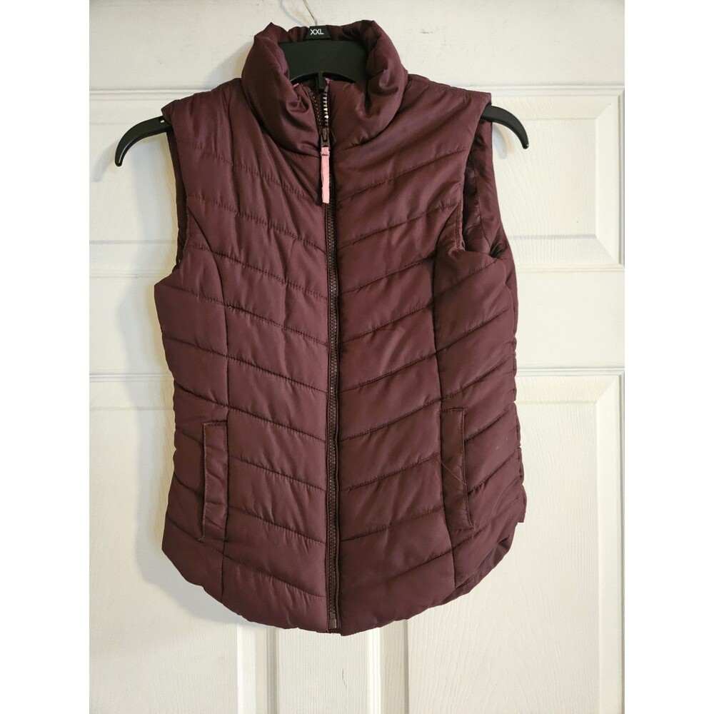 Aeropostale Women's Puffer Vest in Burgundy Size XS Maroon Zipper Pockets